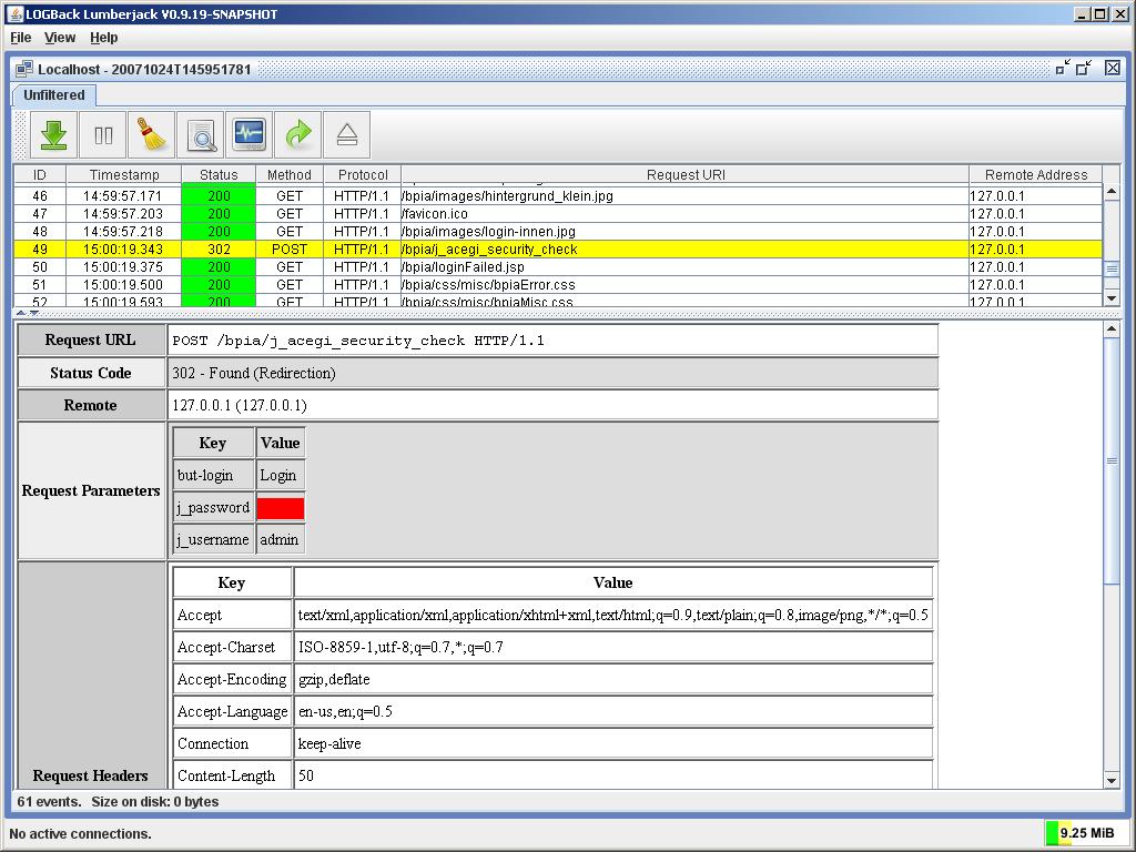 LOGBack Lumberjack Access Log